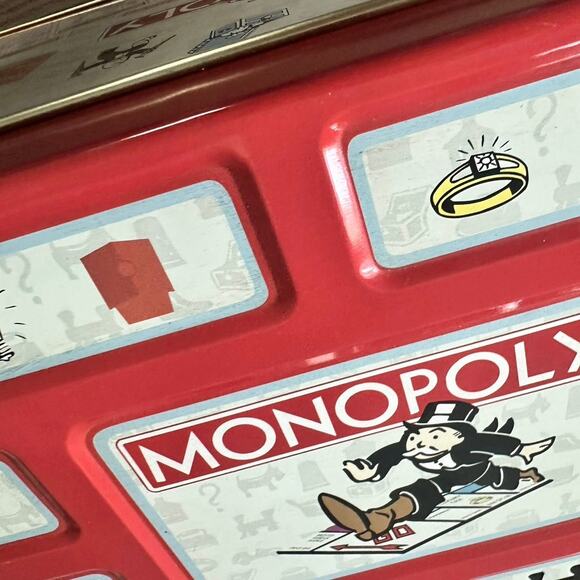 Extremely Rare Hasbro Monopoly Popcorn Tin Toy Chest 1998 Vintage Large 13x9x7" - Picture 10 of 12